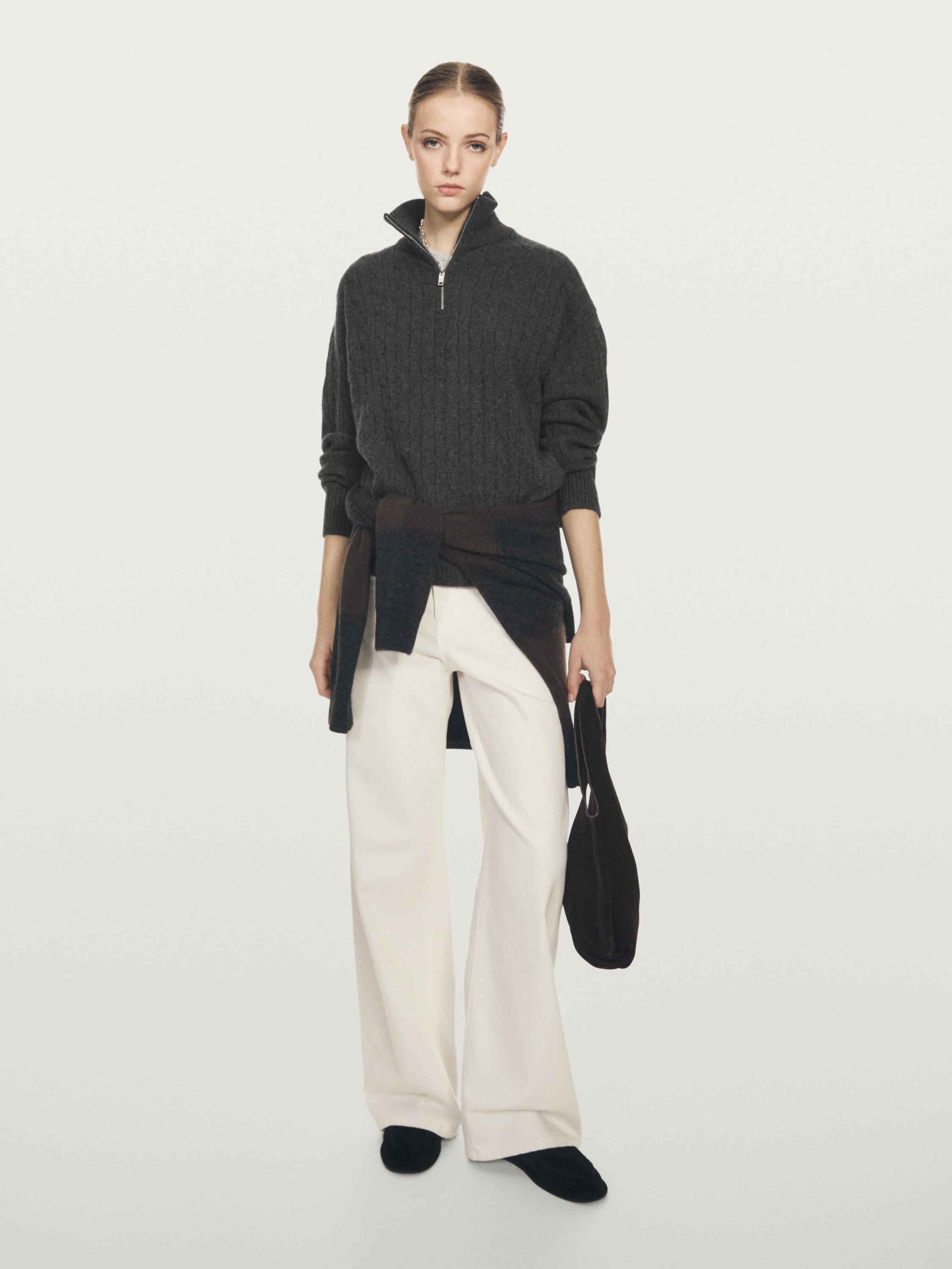 Pull col montant fermeture Éclair 100 % cachemire